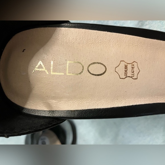Aldo Black Heels Pumps Leather with Jewels Size 9 - Picture 7 of 10